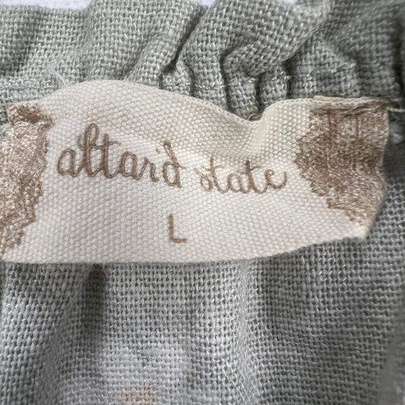 Altar’d State Sage Green Daisy Floral Smocked Babydoll Ruffle Mini Dress Size L - Picture 8 of 12